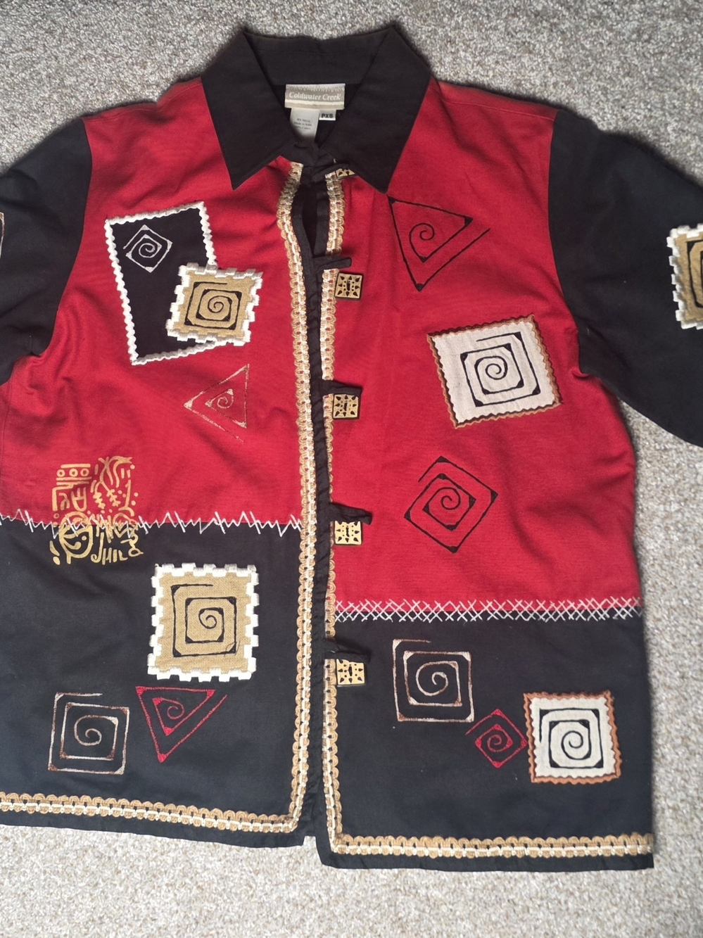 Coldwater Creek Red & Black Kids Geometric Jacket